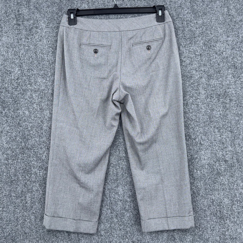 Ann Taylor LOFT Julie Cropped Pants Women 4P Herringbone Gray - Picture 2 of 7